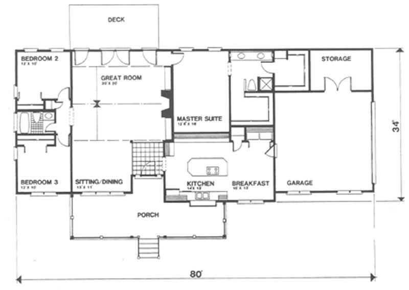 Floor Plan First Story of Country Plan #124-1098