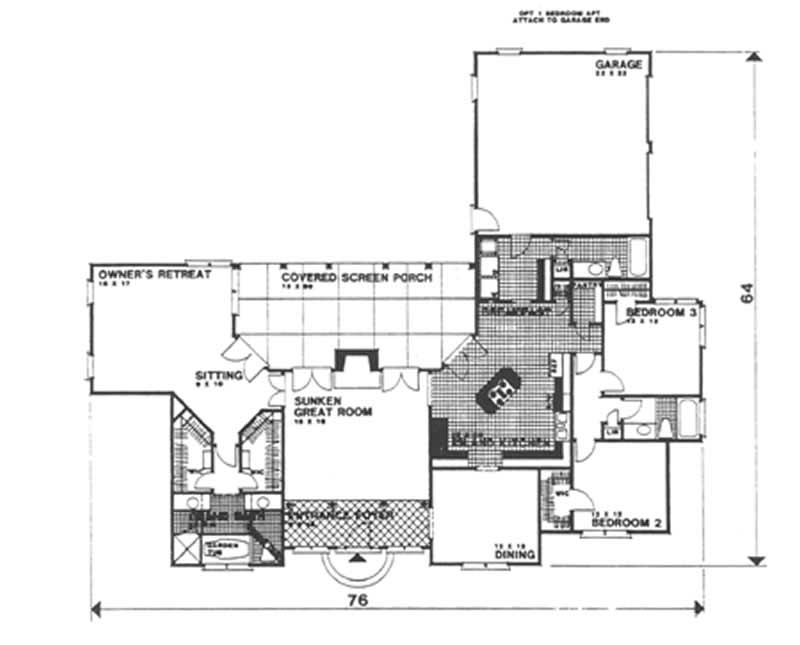 Floor Plan First Story of European Plan #124-1099