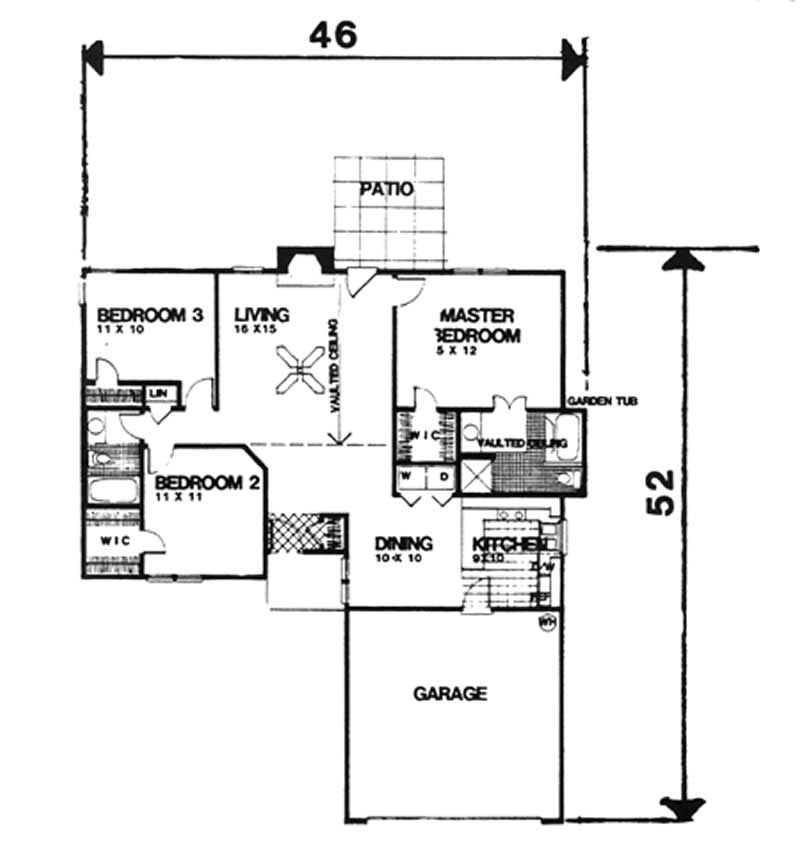 Floor Plan First Story of Ranch Plan #124-1106