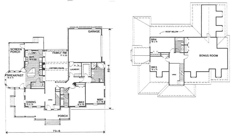 Floor Plan First Story of Country Plan #124-1111