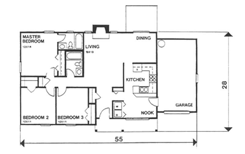 Floor Plan First Story of Ranch Plan #124-1113