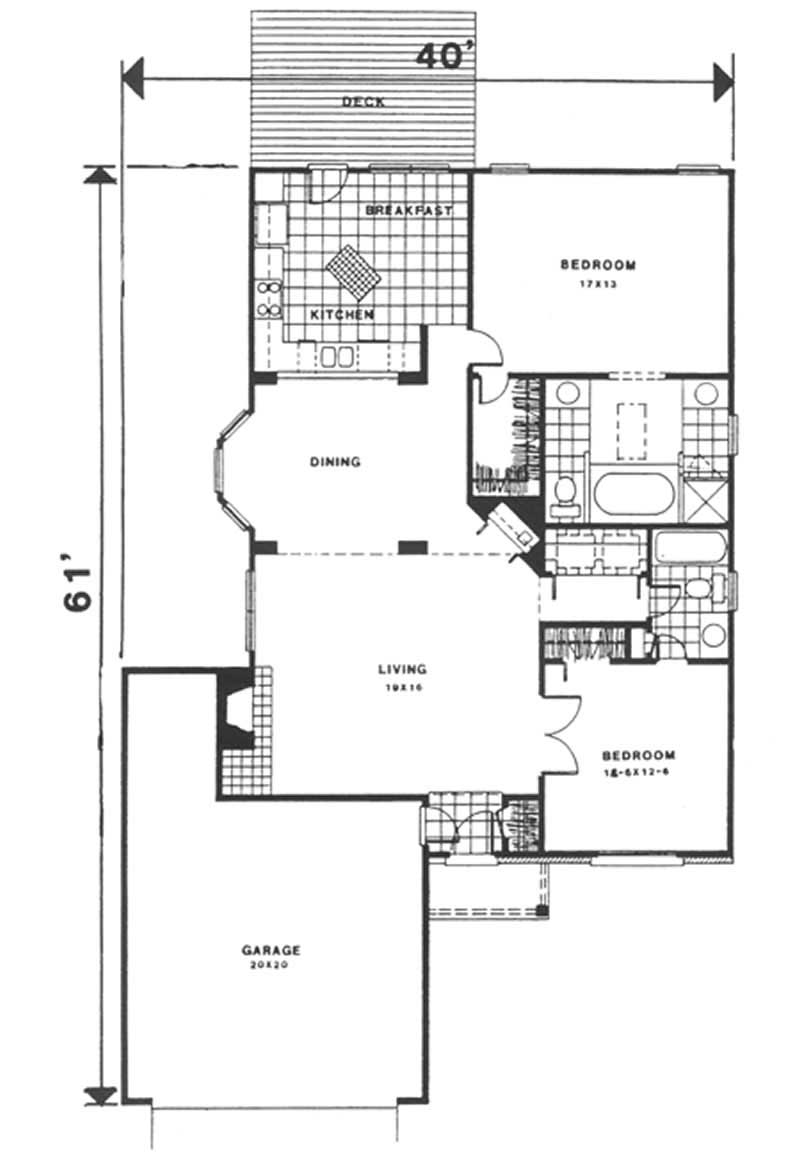 Floor Plan First Story of Ranch Plan #124-1118