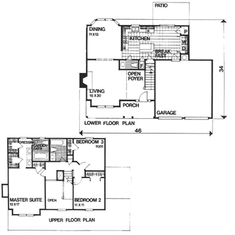 Floor Plan First Story of Small House Plans #124-1122