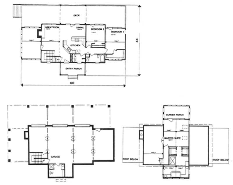 Floor Plan First Story of Contemporary Plan #124-1125