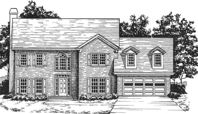 Colonial home (ThePlanCollection: Plan #124-1126)