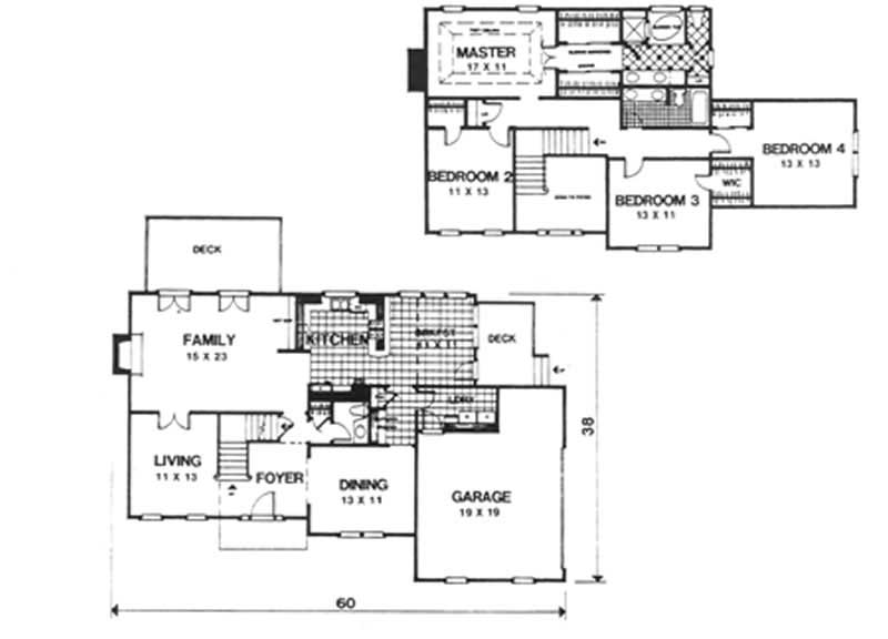 Floor Plan First Story of Colonial Plan #124-1126