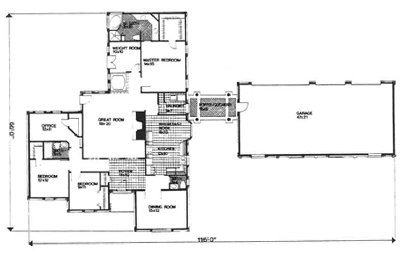 Floor Plan First Story of European Plan #124-1128