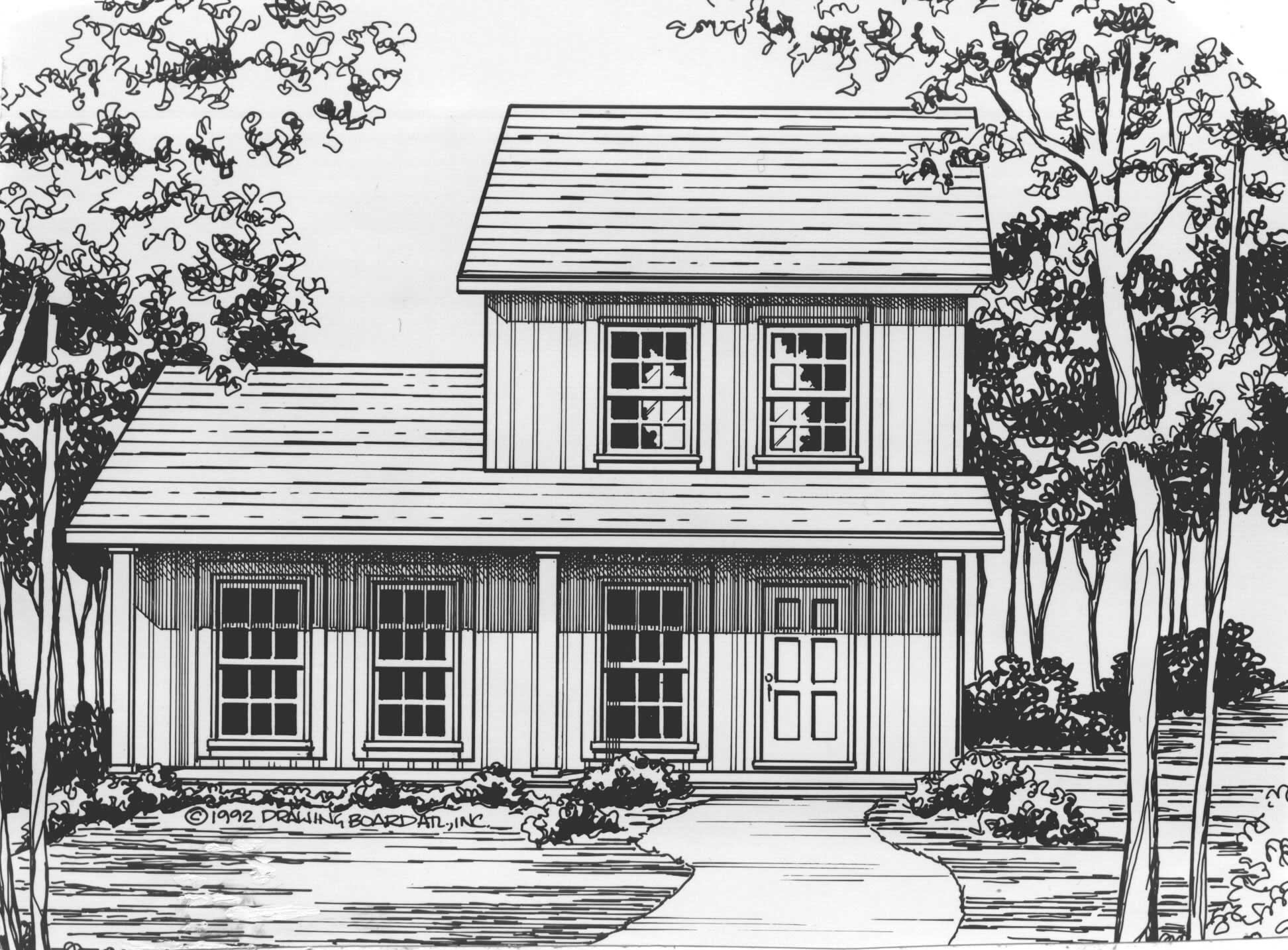 Home Plan Front Elevation of this 3-Bedroom,1136 Sq Ft Plan -124-1130