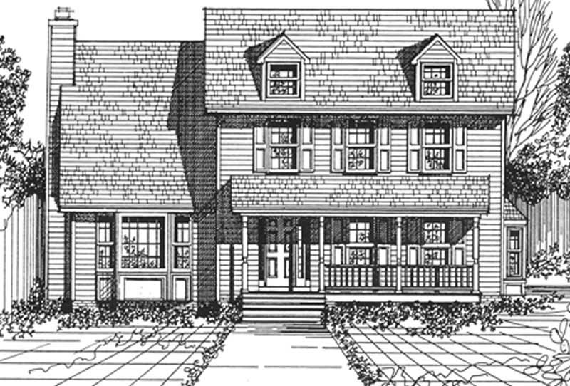 Colonial home (ThePlanCollection: Plan #124-1132)