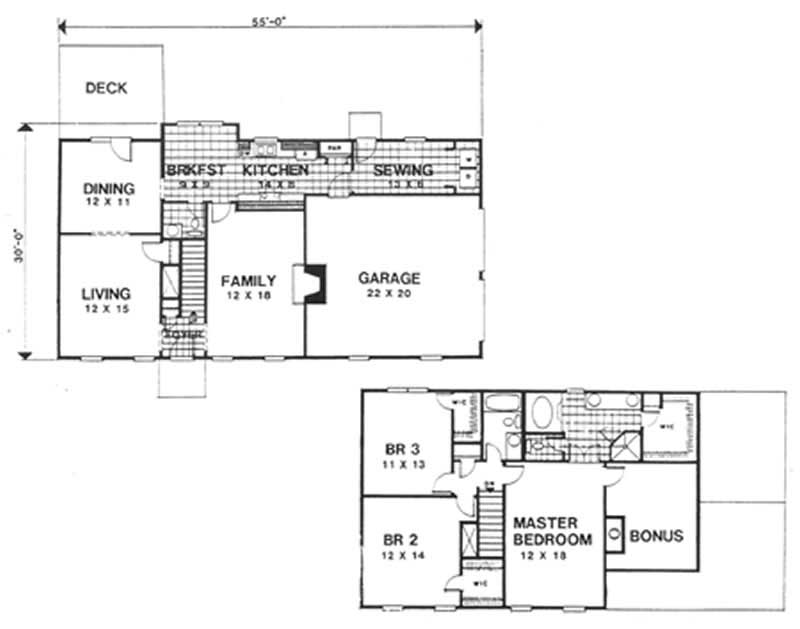 Floor Plan First Story of Cape Cod Plan #124-1136