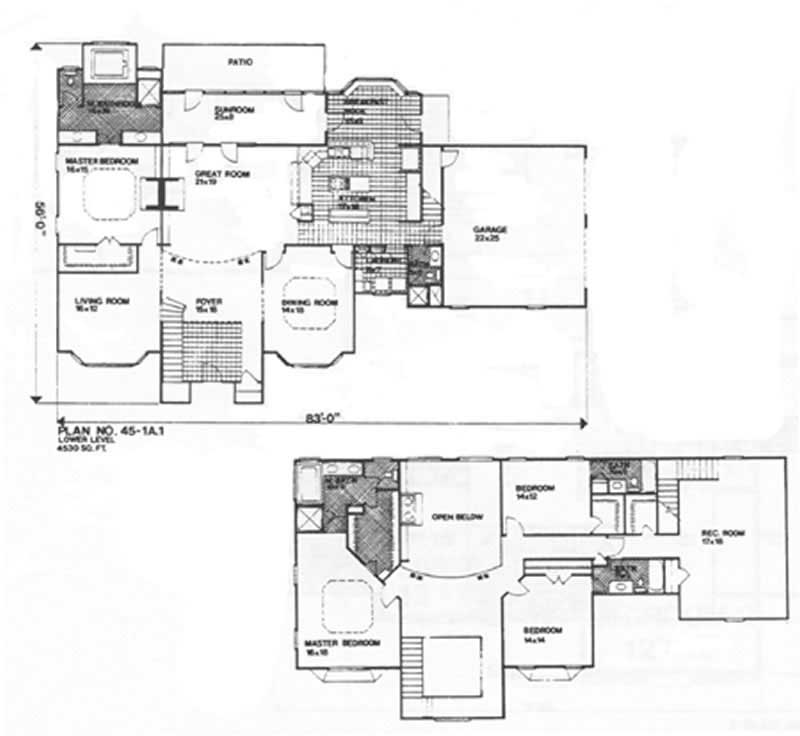 Floor Plan First Story of European Plan #124-1140