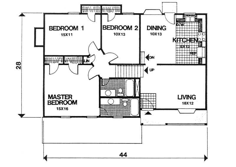 Floor Plan First Story of Farmhouse Plan #124-1151
