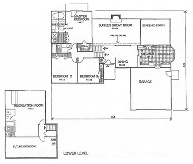 Floor Plan First Story of Ranch Plan #124-1152