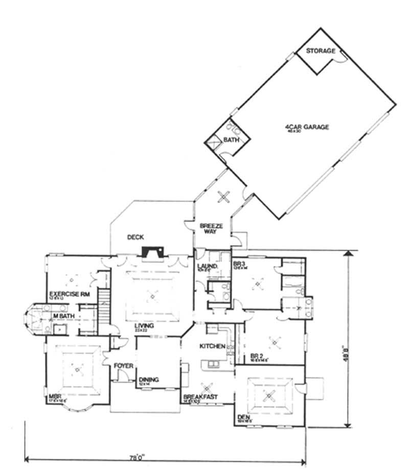 Floor Plan First Story of European Plan #124-1157