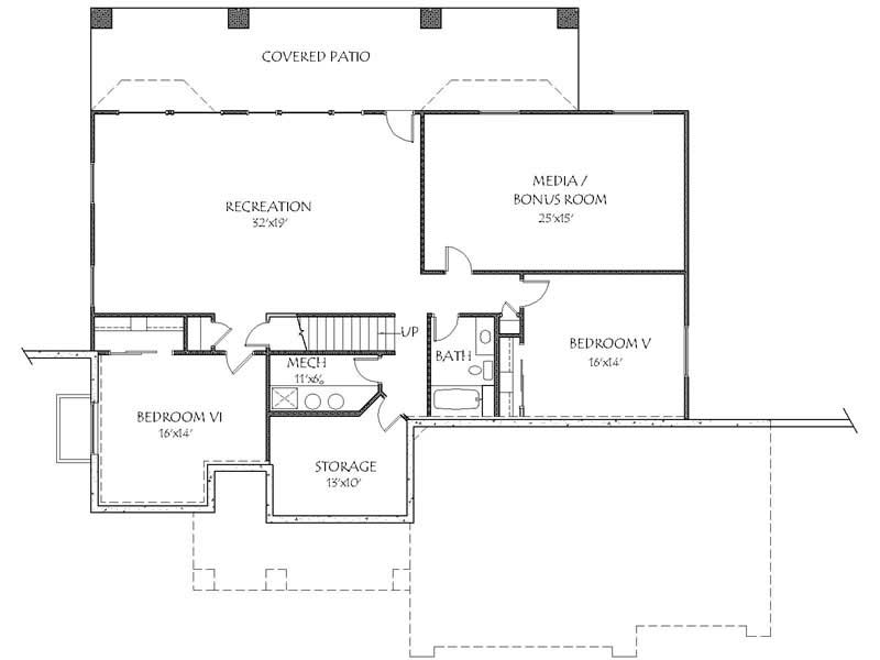 Floor Plan Basement of Contemporary Plan #125-1002