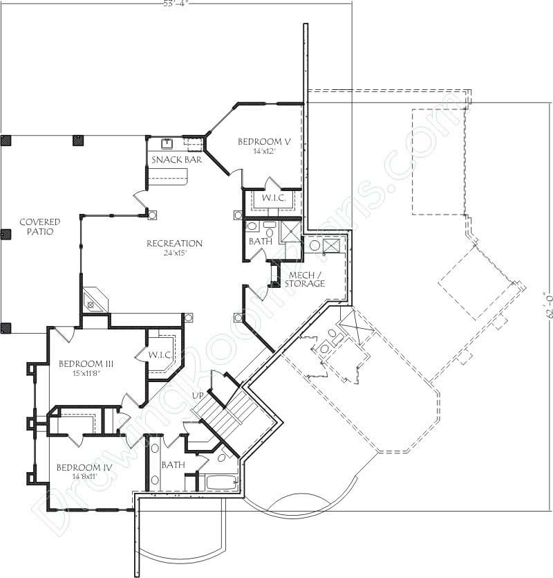 Floor Plan Basement of Southwest Plan #125-1003