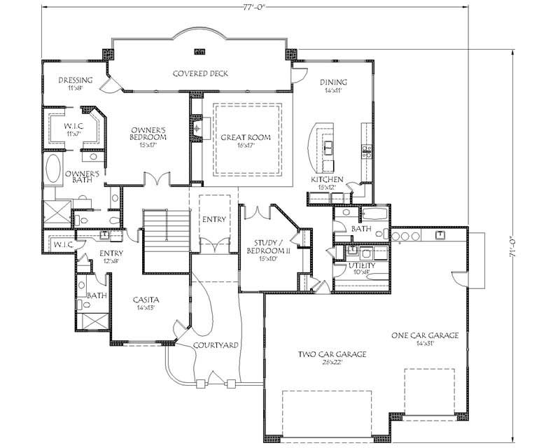 Floor Plan First Story of Mediterranean Plan #125-1004