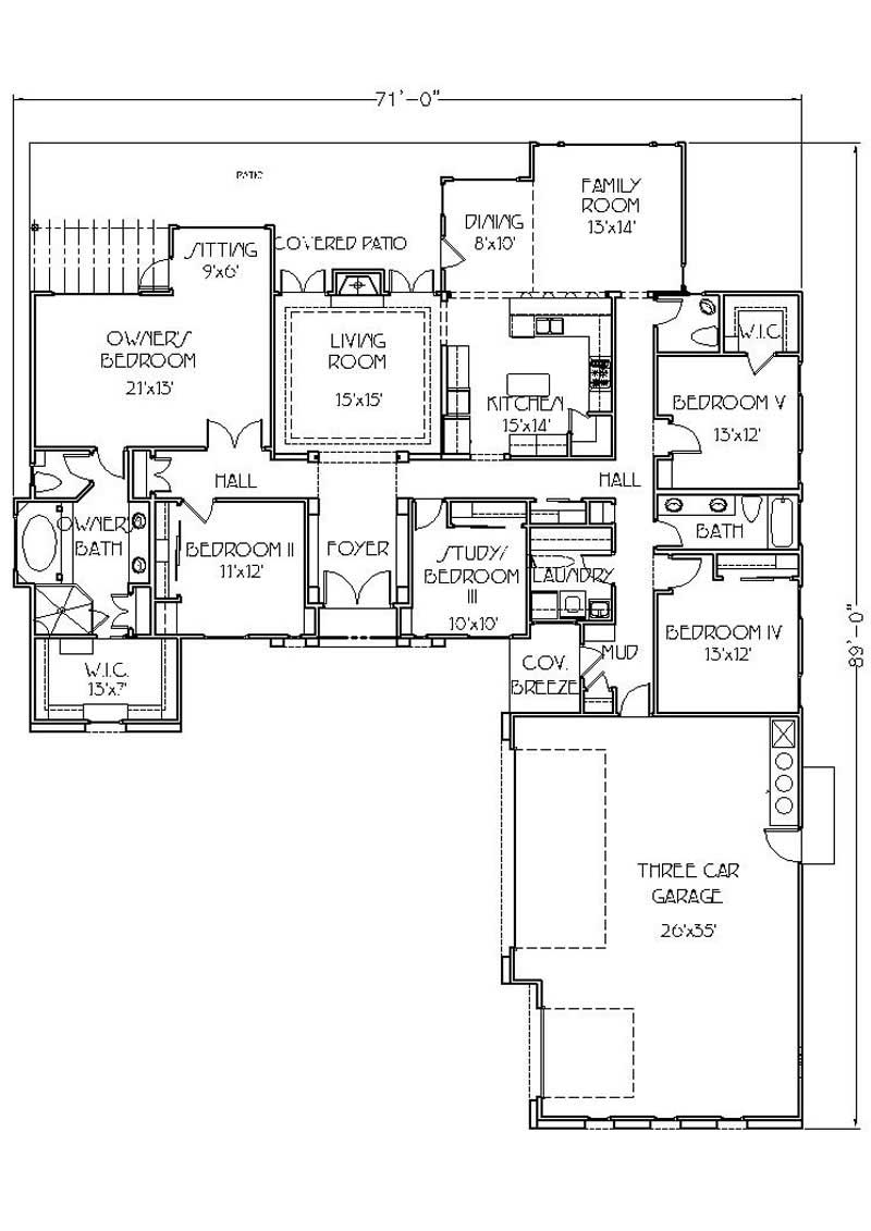 Floor Plan First Story of Contemporary Plan #125-1007