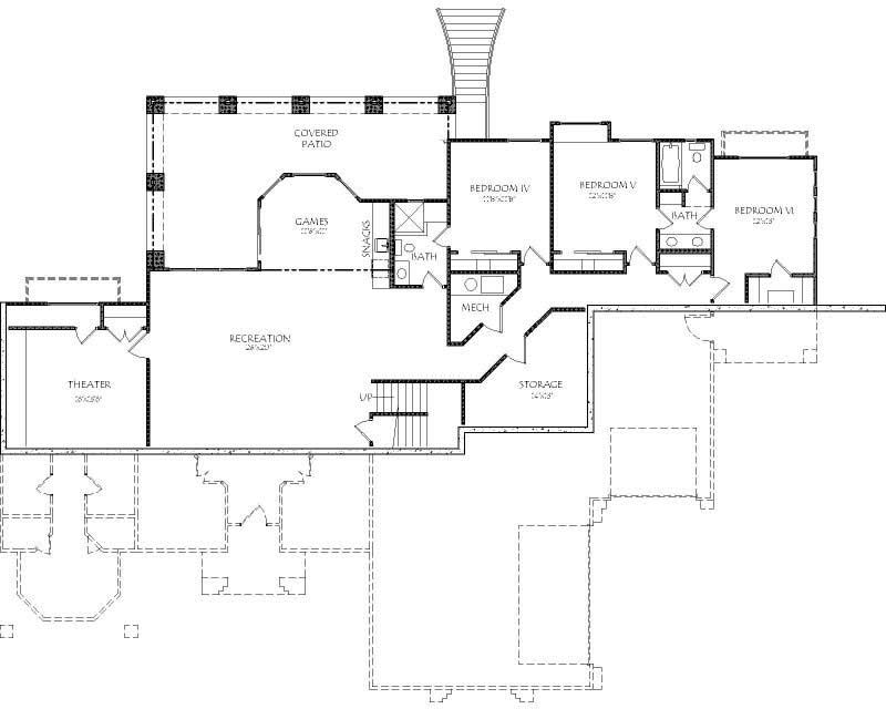 Floor Plan Basement of Contemporary Plan #125-1009