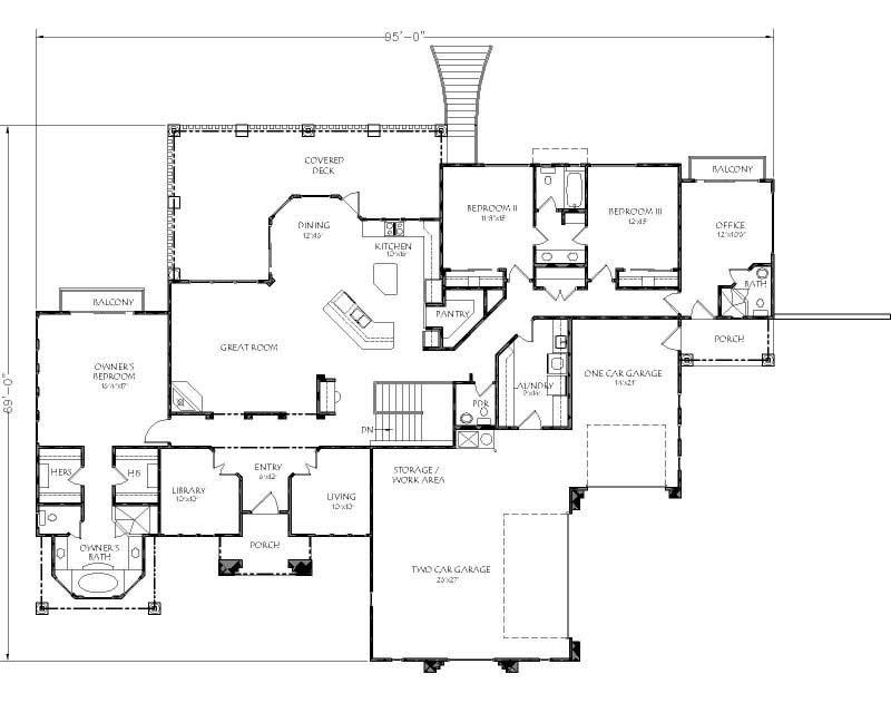 Floor Plan First Story of Contemporary Plan #125-1009