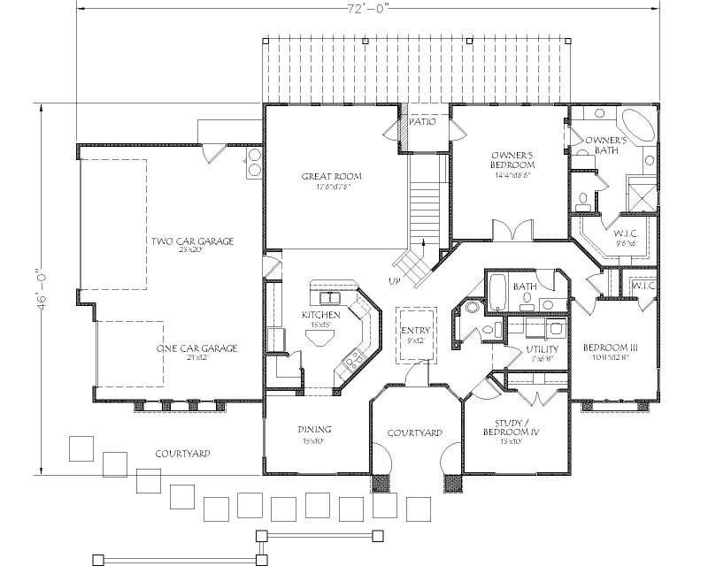 Floor Plan First Story of Mediterranean Plan #125-1010