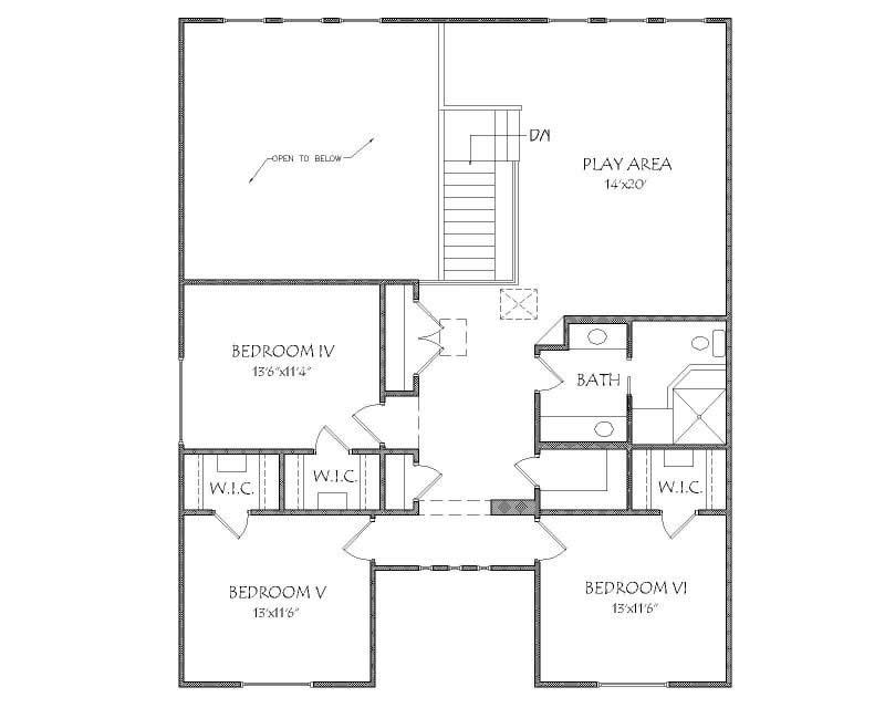 Floor Plan Second Story of Mediterranean Plan #125-1010
