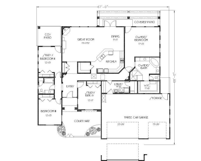 Floor Plan First Story of Mediterranean Plan #125-1012