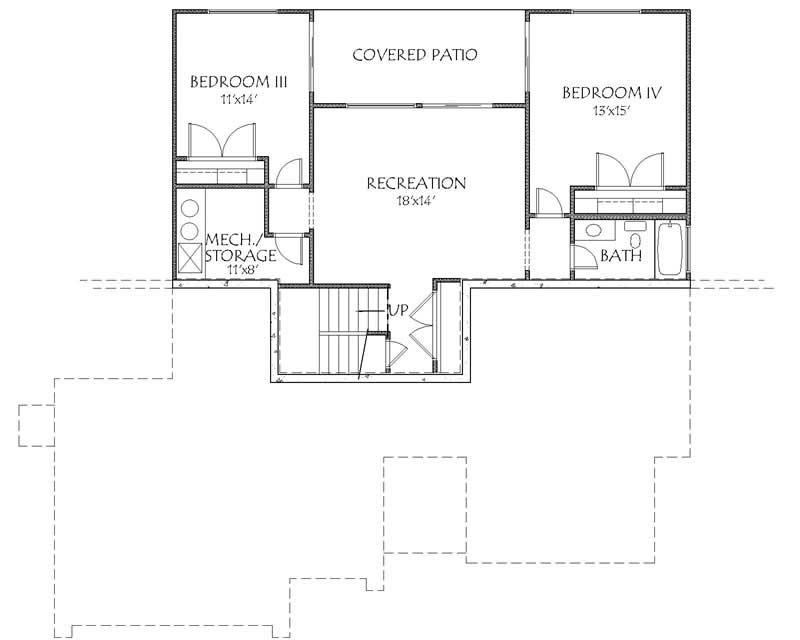 Floor Plan Basement of Contemporary Plan #125-1016