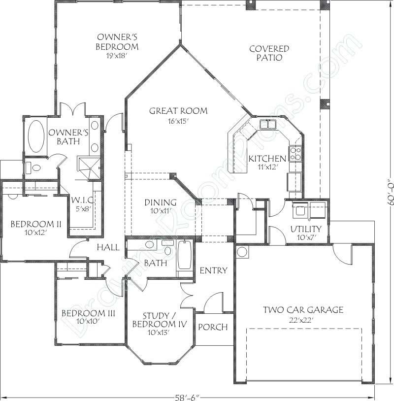 Floor Plan First Story of Contemporary Plan #125-1018
