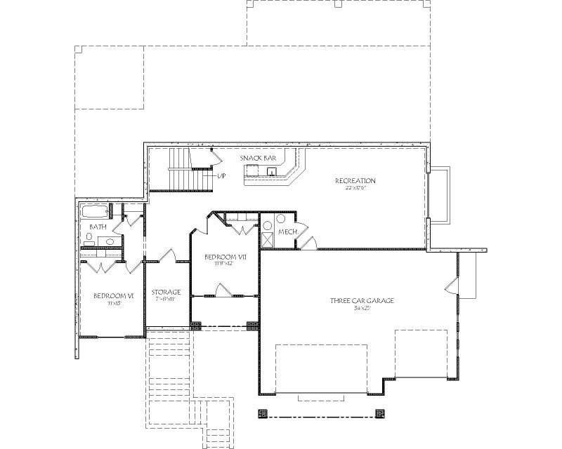 Floor Plan First Story of Mediterranean Plan #125-1020