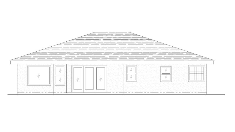 Home Plan Rear Elevation of this 3-Bedroom,1834 Sq Ft Plan -125-1021