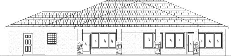 Home Plan Rear Elevation of this 4-Bedroom,2023 Sq Ft Plan -125-1023