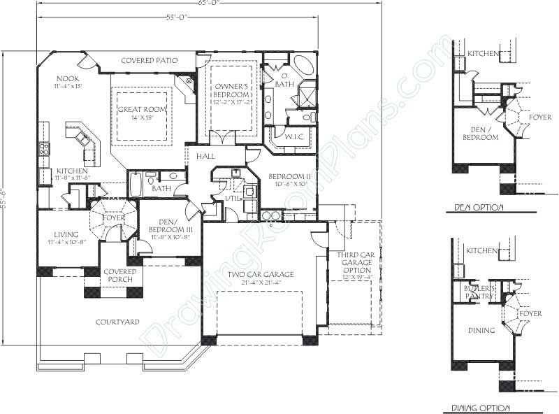 Floor Plan First Story of Mediterranean Plan #125-1031