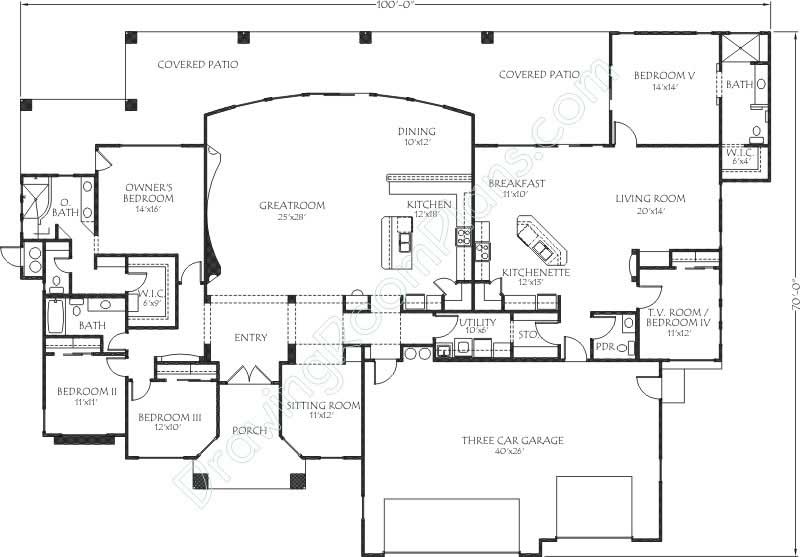 Floor Plan First Story of Contemporary Plan #125-1035