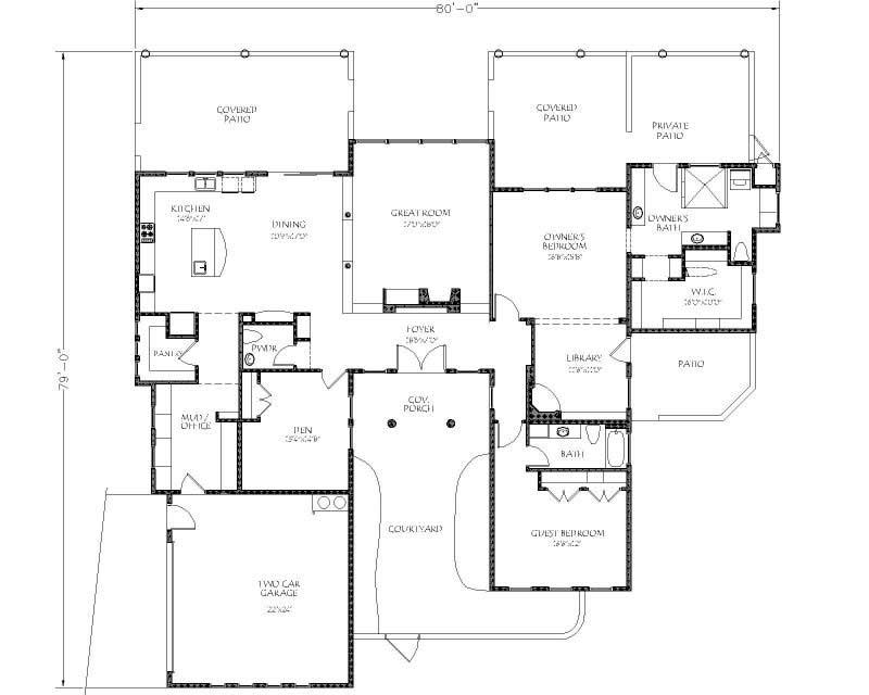 Floor Plan First Story of Southwest Plan #125-1037