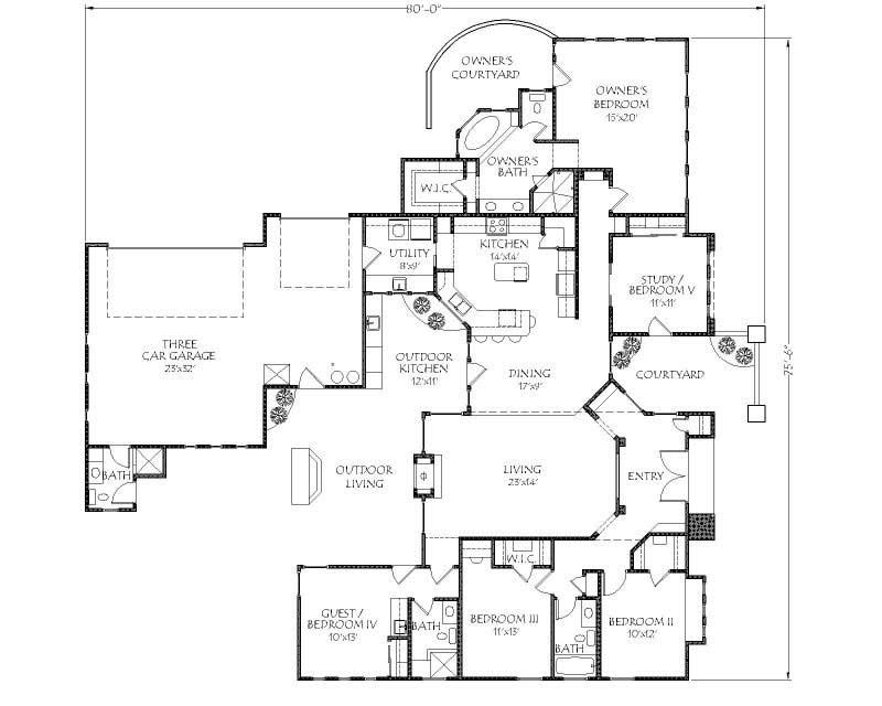 Floor Plan First Story of Contemporary Plan #125-1039