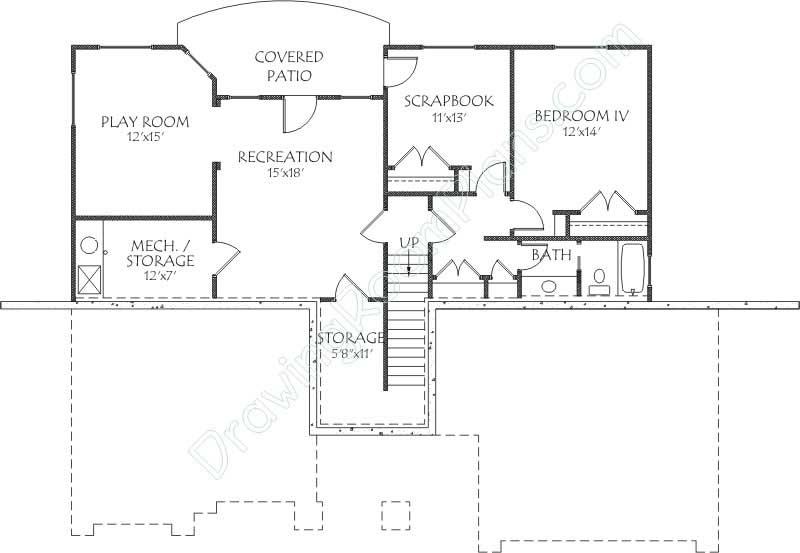 Floor Plan Basement of Contemporary Plan #125-1041