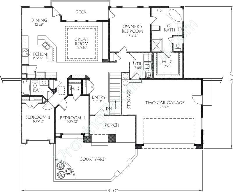 Floor Plan First Story of Contemporary Plan #125-1041