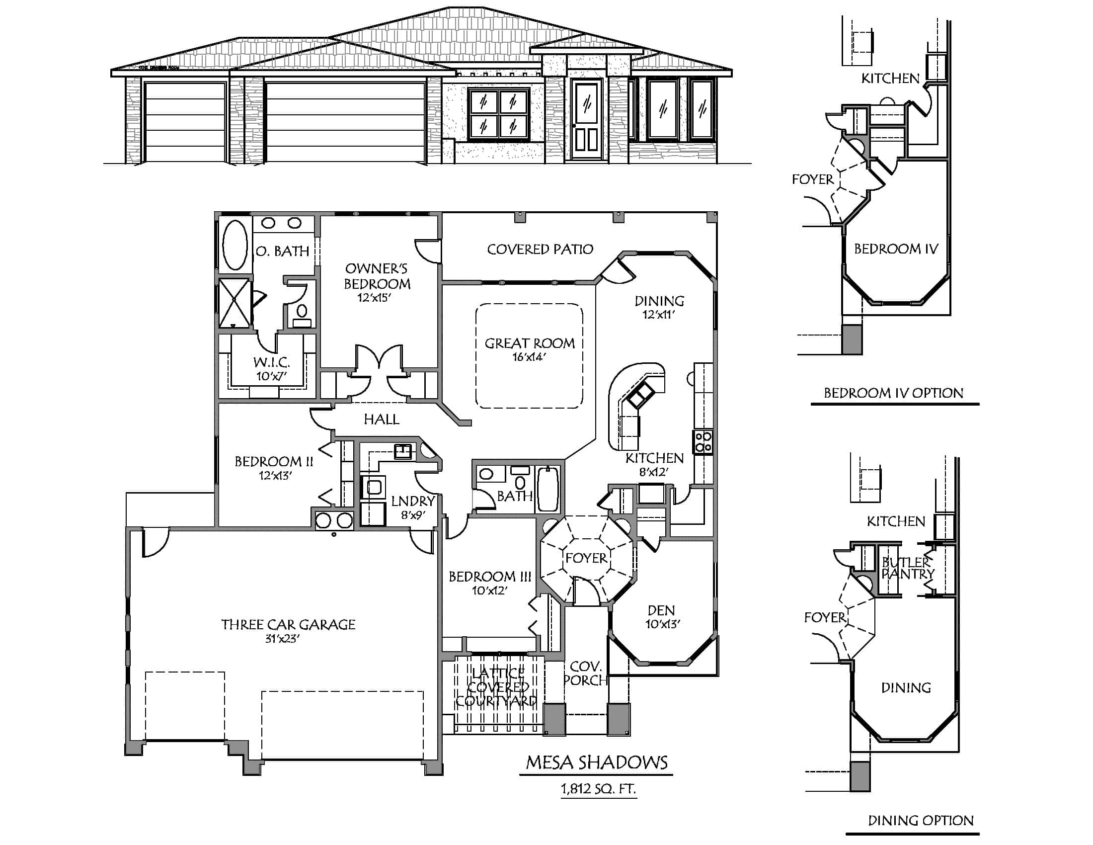Main Level of Contemporary Plan #125-1043