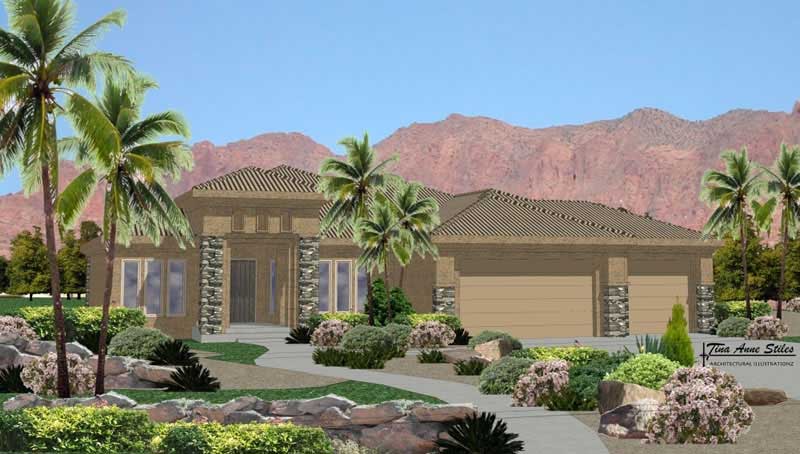 Front elevation of Mediterranean home (ThePlanCollection: House Plan #125-1044)
