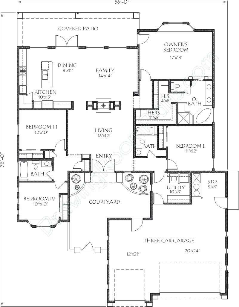 Floor Plan First Story of Contemporary Plan #125-1046