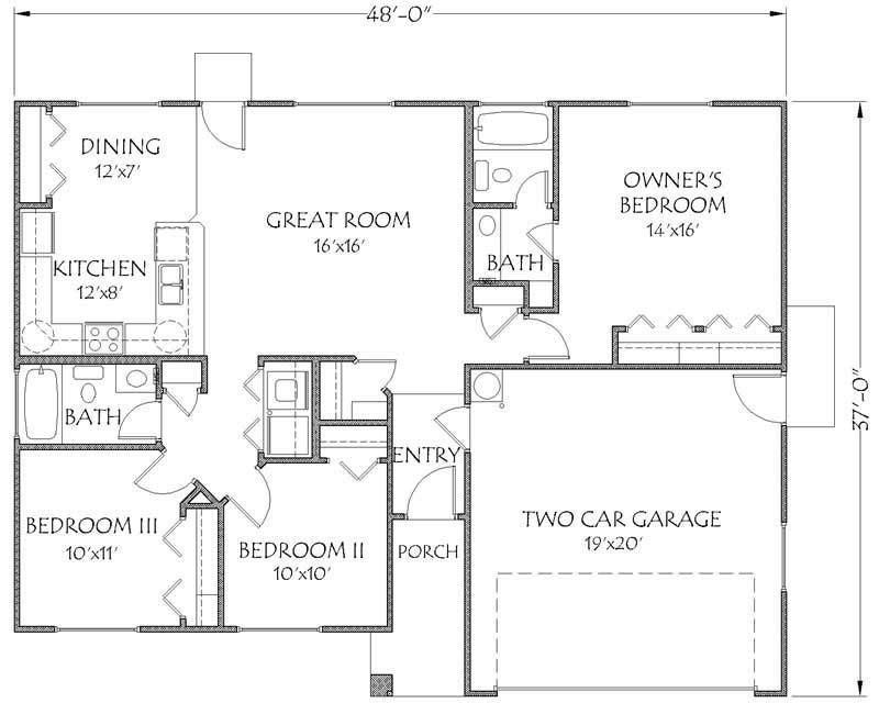 Floor Plan First Story of Contemporary Plan #125-1049