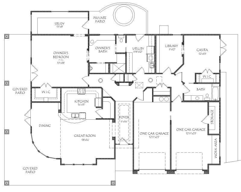 Floor Plan First Story of Mediterranean Plan #125-1149