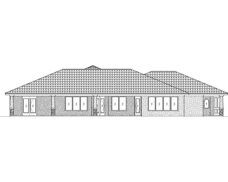 Home Plan Rear Elevation of this 5-Bedroom,3109 Sq Ft Plan -125-1154