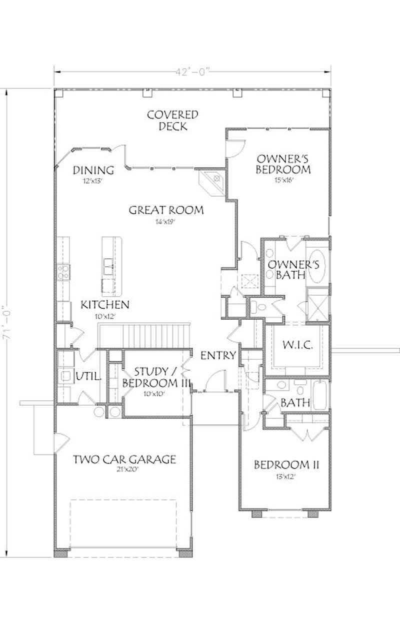 Floor Plan First Story of Southwest Plan #125-1169