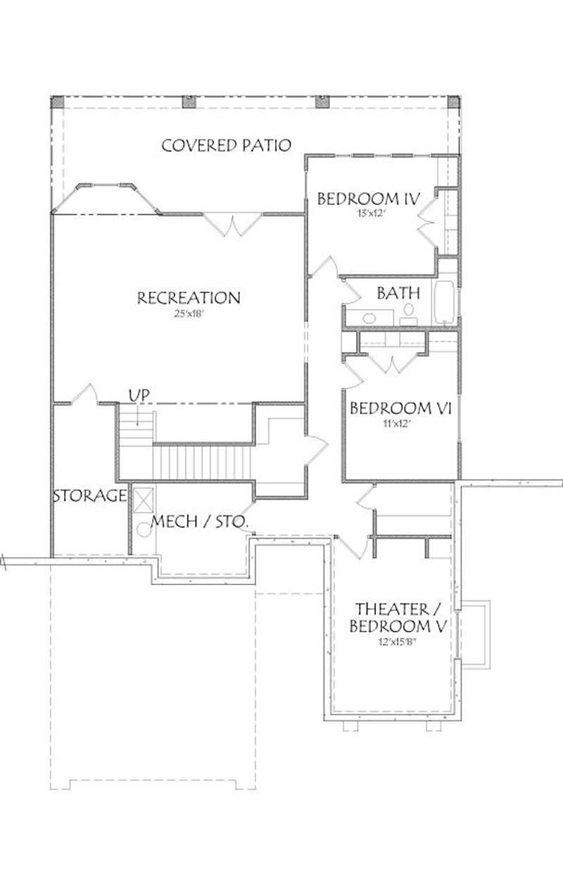 Floor Plan Basement of Southwest Plan #125-1169