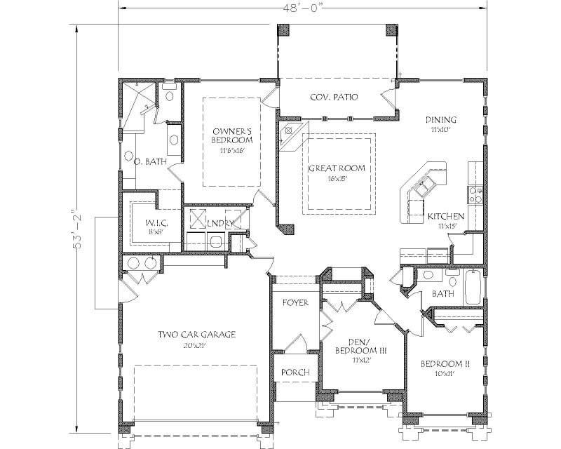 Floor Plan First Story of Southwest Plan #125-1176