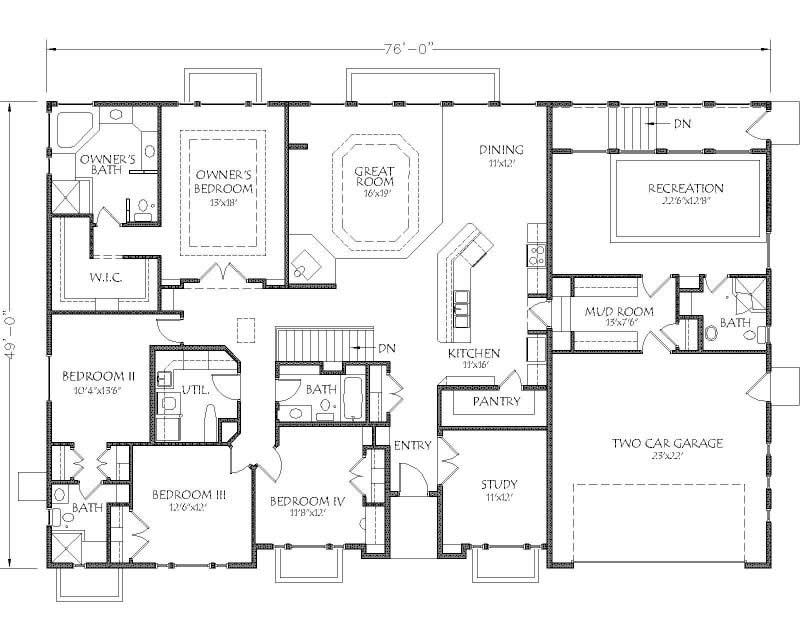 Floor Plan First Story of Luxury Plan #125-1177