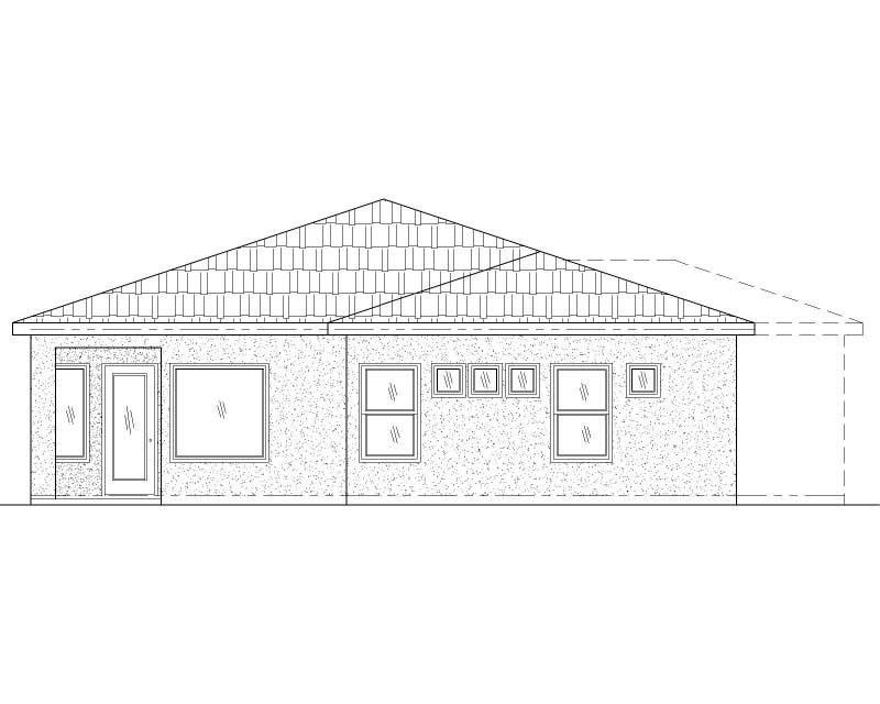 Home Plan Rear Elevation of this 2-Bedroom,1221 Sq Ft Plan -125-1179