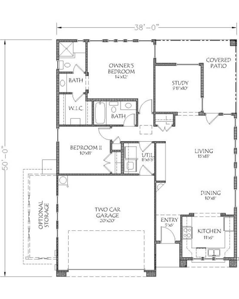 Floor Plan First Story of Small House Plans #125-1179